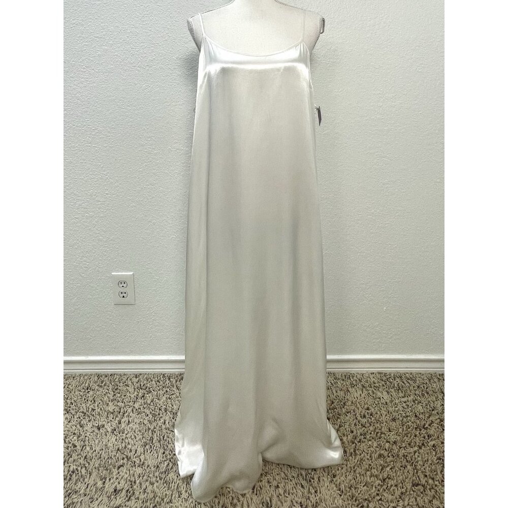 VTG NEIL & DAVID Womens LARGE Ivory Satin Full Length SLIP Nightgown #1647 NWT